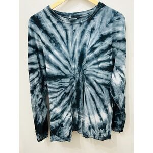 Colortone Tie Dye Long Sleeve T Shirt XL Black White Swirl Cotton